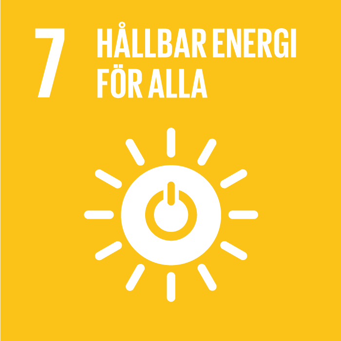 Symbol f&ouml;r m&aring;l nummer 7 h&aring;llbar energi f&ouml;r alla i Agenda2030 