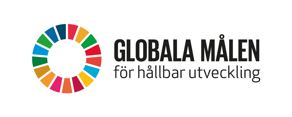 Logotyp Agenda 2030 med texten Globala målen för hållbar utveckling.