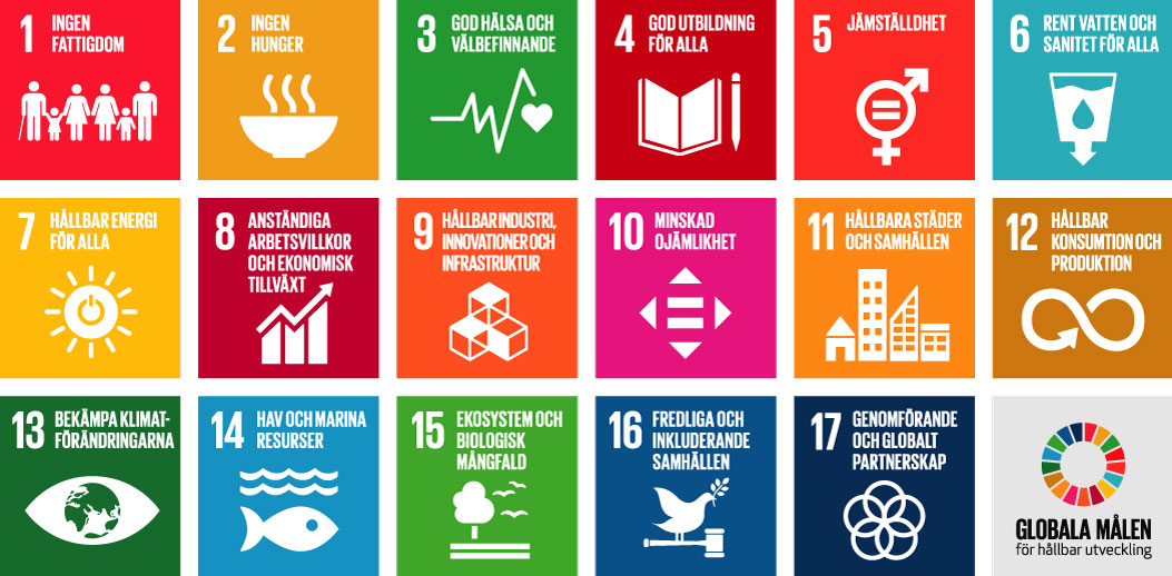 Logotyper för de globala målen i Agenda 2030.